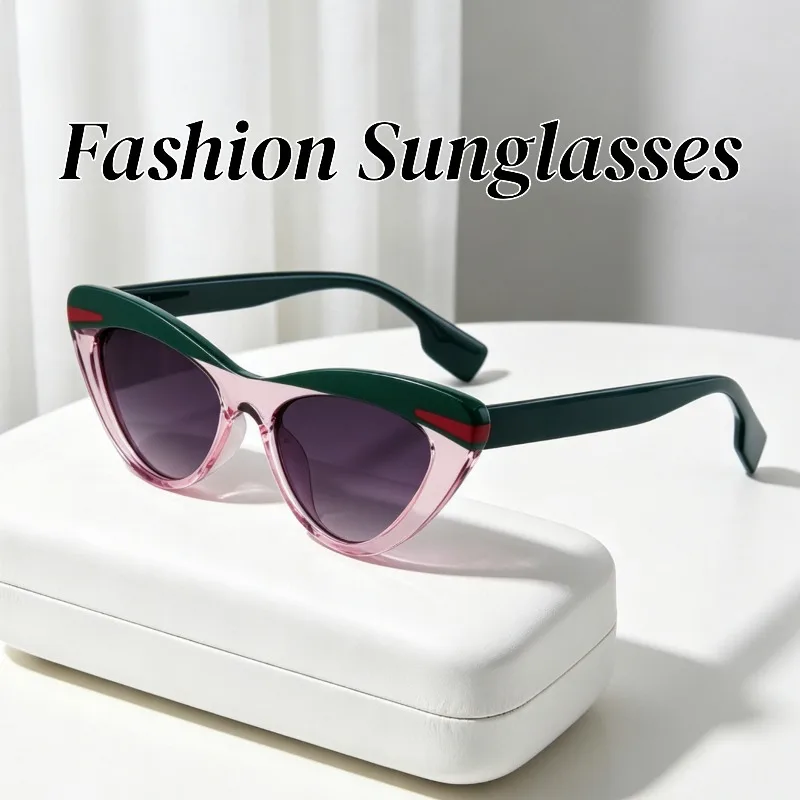 

New Fashion Small Frame Cat Eye Sunglasses Retro Trendy Street Style Shades Anti-UV Eyewear Outdoor Sports Women's Eyeglasses