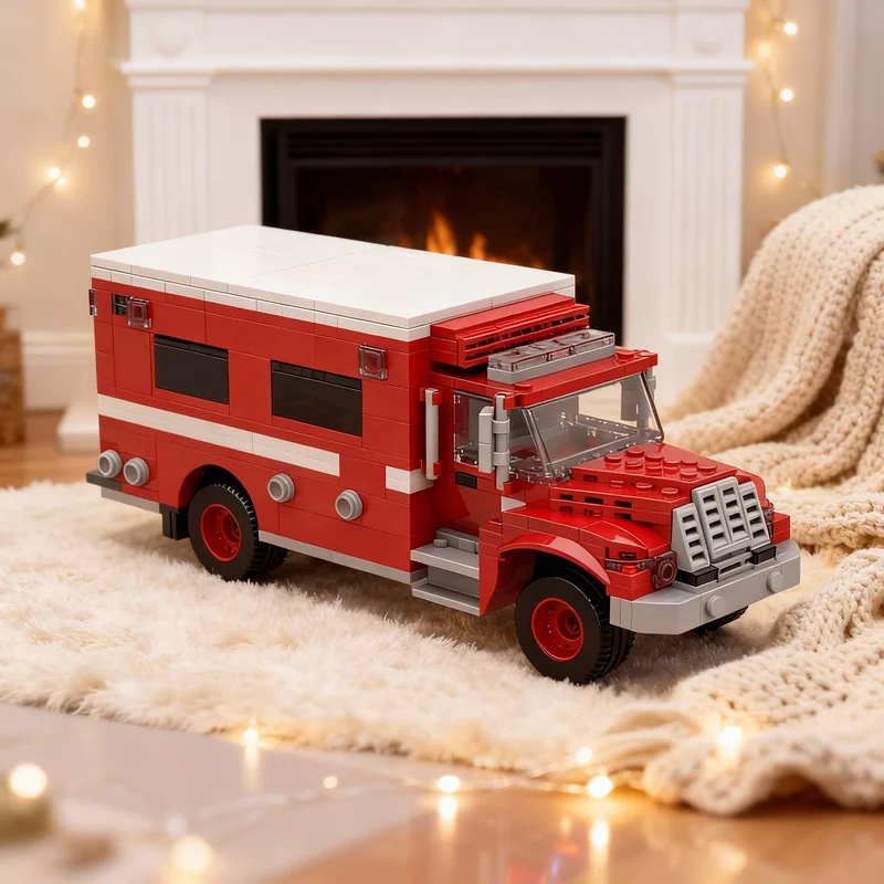 891pcs MOC Fire Department Wildland Crew Truck Bundle Pack Creator Model Building Blocks Creative Gift DIY Display Decor Adult