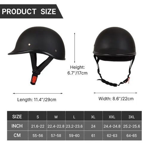 Imagen 2 del producto Medio casco Retro clásico para motocicleta, gorro de cara abierta, gorro de calavera de crucero, cascos pequeños para moto, Scooter, Chopper