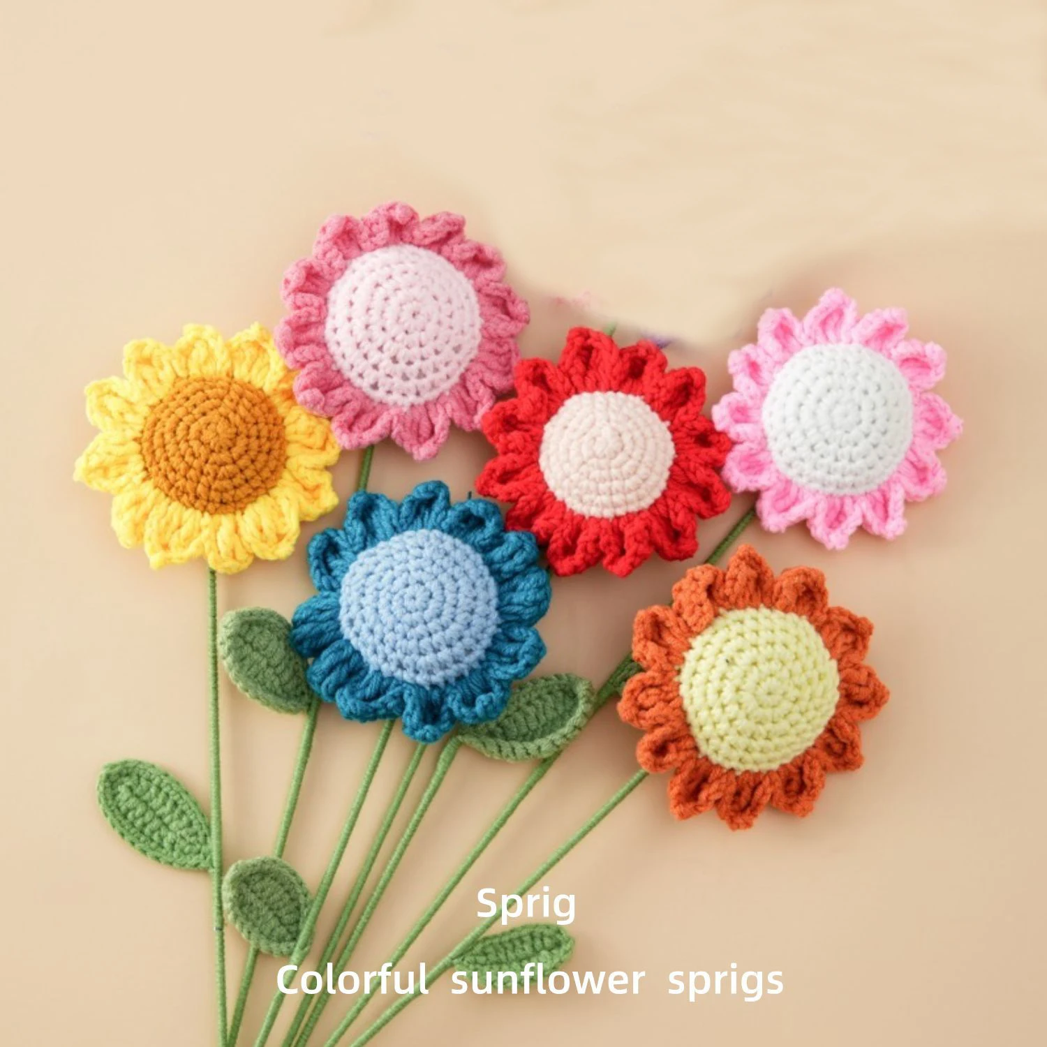 1pc Creative Knit Sunflower Colourful Crochet Flowers Woven Plants Wedding Party Decor Friends Gift