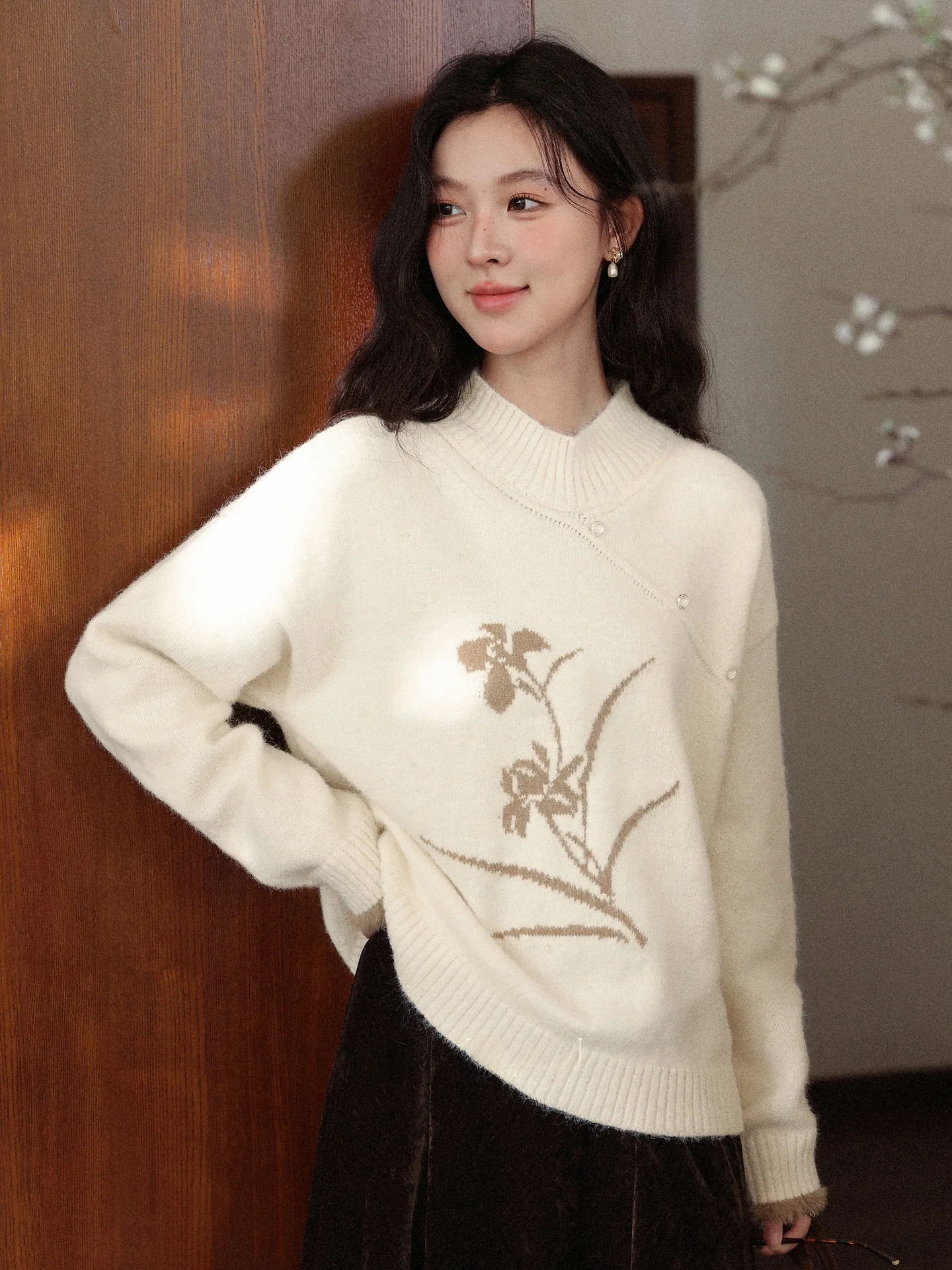 

Женский кардиган South Deer Autumn Appoinent Design с цветочным узором, длинными рукавами, свободного кроя, для повседневной носки, стройнящий топ