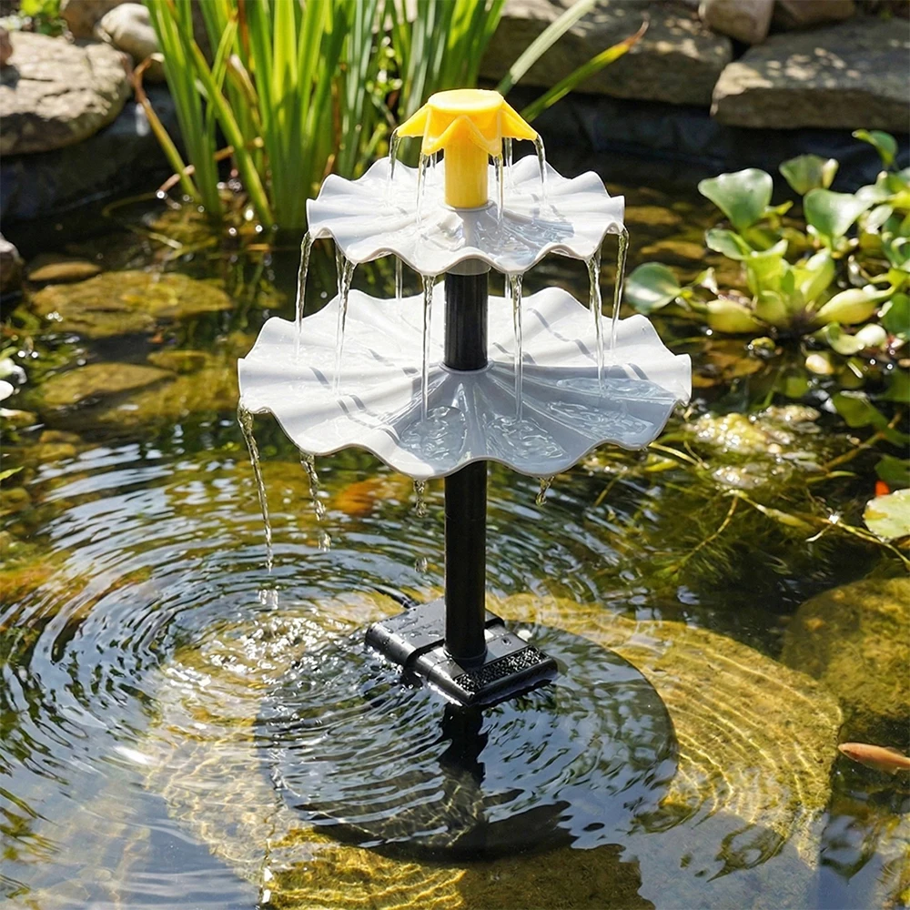 Solarbrunnen mit 6 Düsen – 4W hocheffizientes Solarpanel – 180L/H Durchflussrate – 70cm maximale Sprühhöhe – Für Vogelbad, Aquarium, kleiner Teich, Pool – 3m Kabel