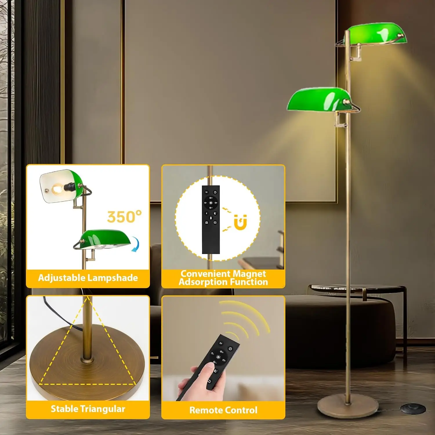 Dimmable LED Floor Lamp with Remote & Foot Switch, Adjustable Color Temperature for Living Room Bedroom Office view 3