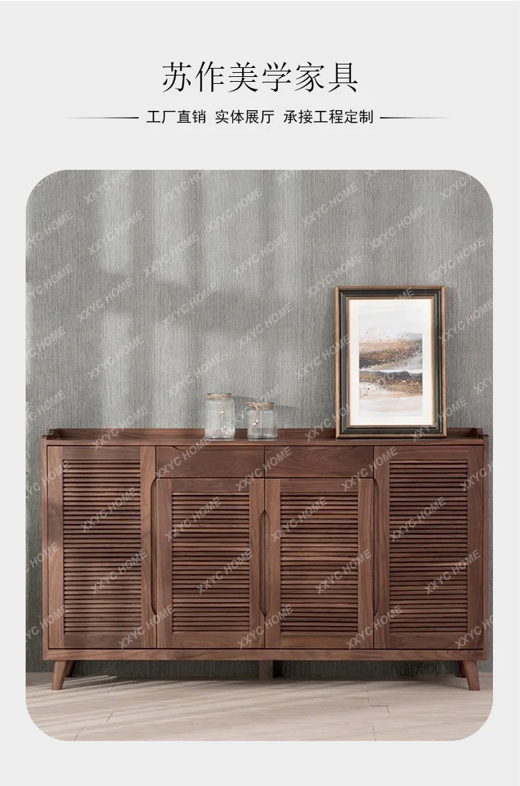 A506 New Chinese walnut shoe cabinet, household porch cabinet at the entrance, large-capacity foyer locker