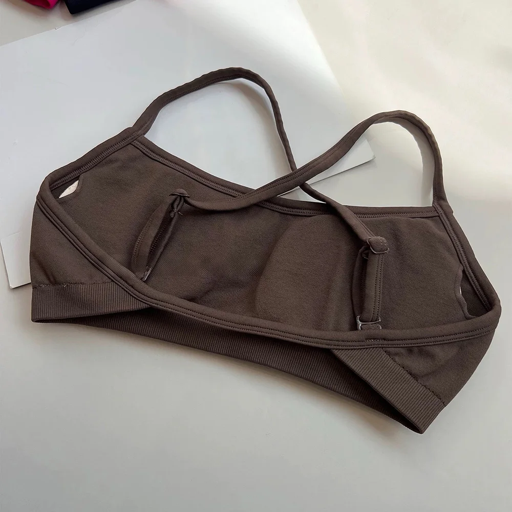Damen-Sport-BH mit überkreuztem Rücken, stoßfest, gerafft, sexy Gym-Lauf-BH, Sommer-Yoga-Weste, bequeme Outdoor-Fitnesskleidung – Detail 9