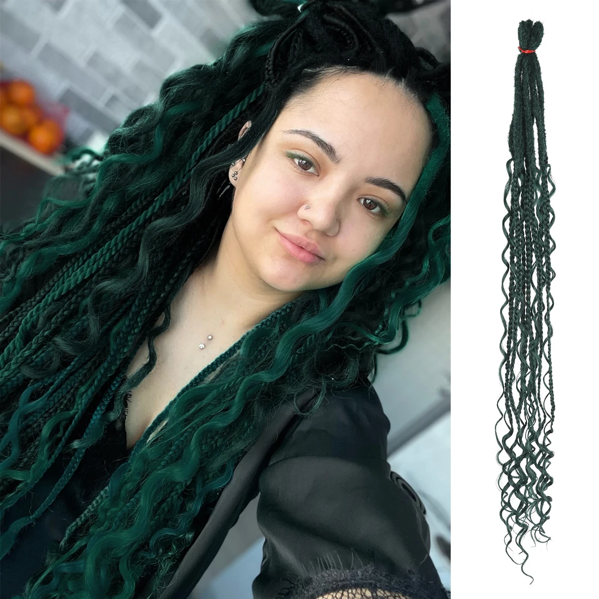 Synthetic Boho Dreadlocks 24Inch Boho Box Braids Double Ended Dreadlock Extensions 5/10 Strands Handmade Dread Reggae Hair Style