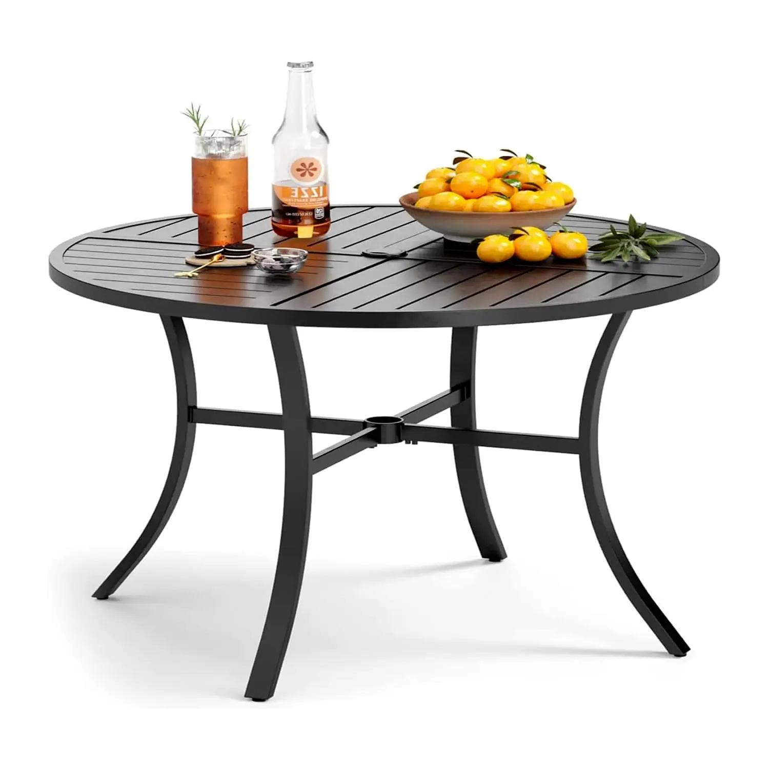 Round Metal Patio Dining Table w/Umbrella Hole, 42