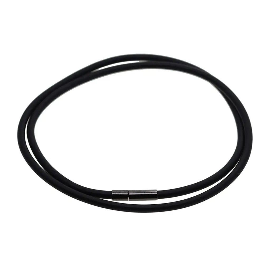 2x3mm Black Rubber Necklace Rope with Copper Clasp Jewelry
