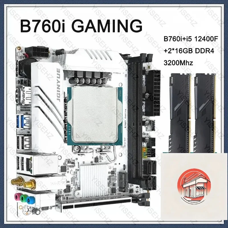 JGINYUE B760i ITX ゲーミングマザーボードセット、I5 12400F LGA1700