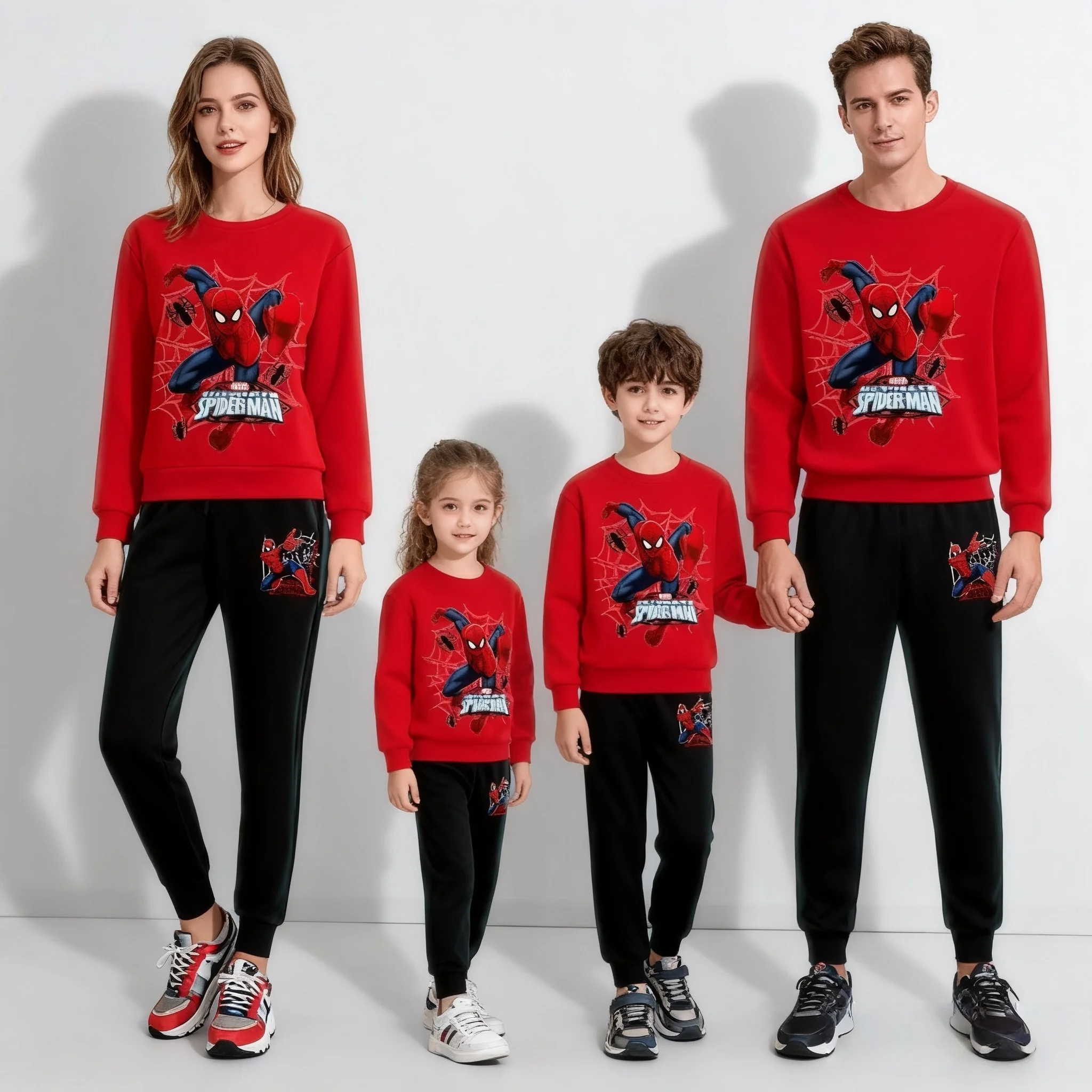 

Autumn and Winter Round Neck Hoodie Set Disney Series Role Playing Set Captain America Adult and Child Parent Child Set