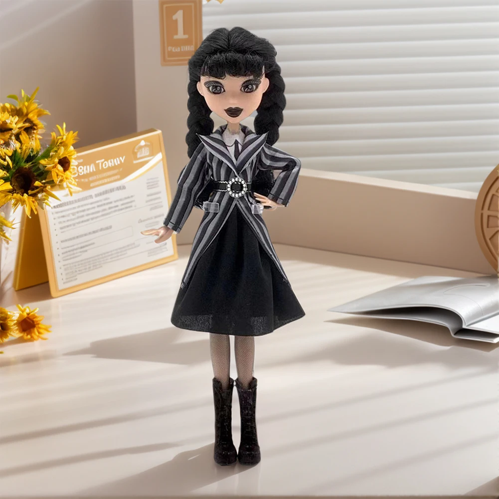 Wednesday Addams Girl in Black Statue Room Decoration Anime Figures Sculpture Collectible Gothic Style Doll Stand Desktop Decor