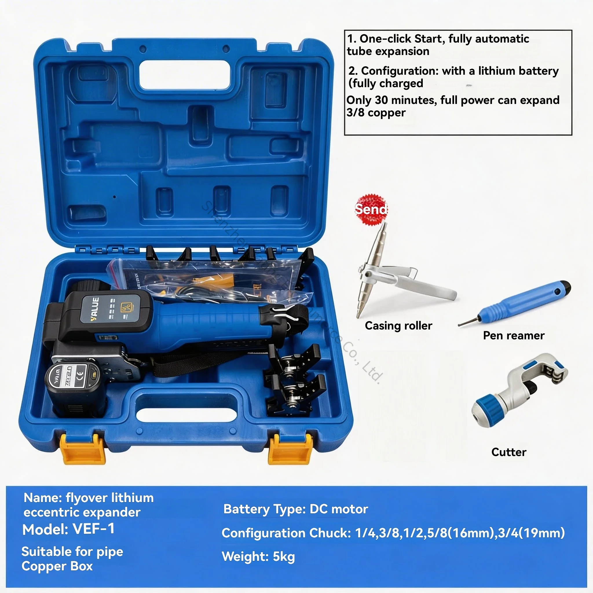 New Lithium Battery Expander Expansion Tube Horn Mouth Metric and Imperial Charging Electric Expander Tube Expansion