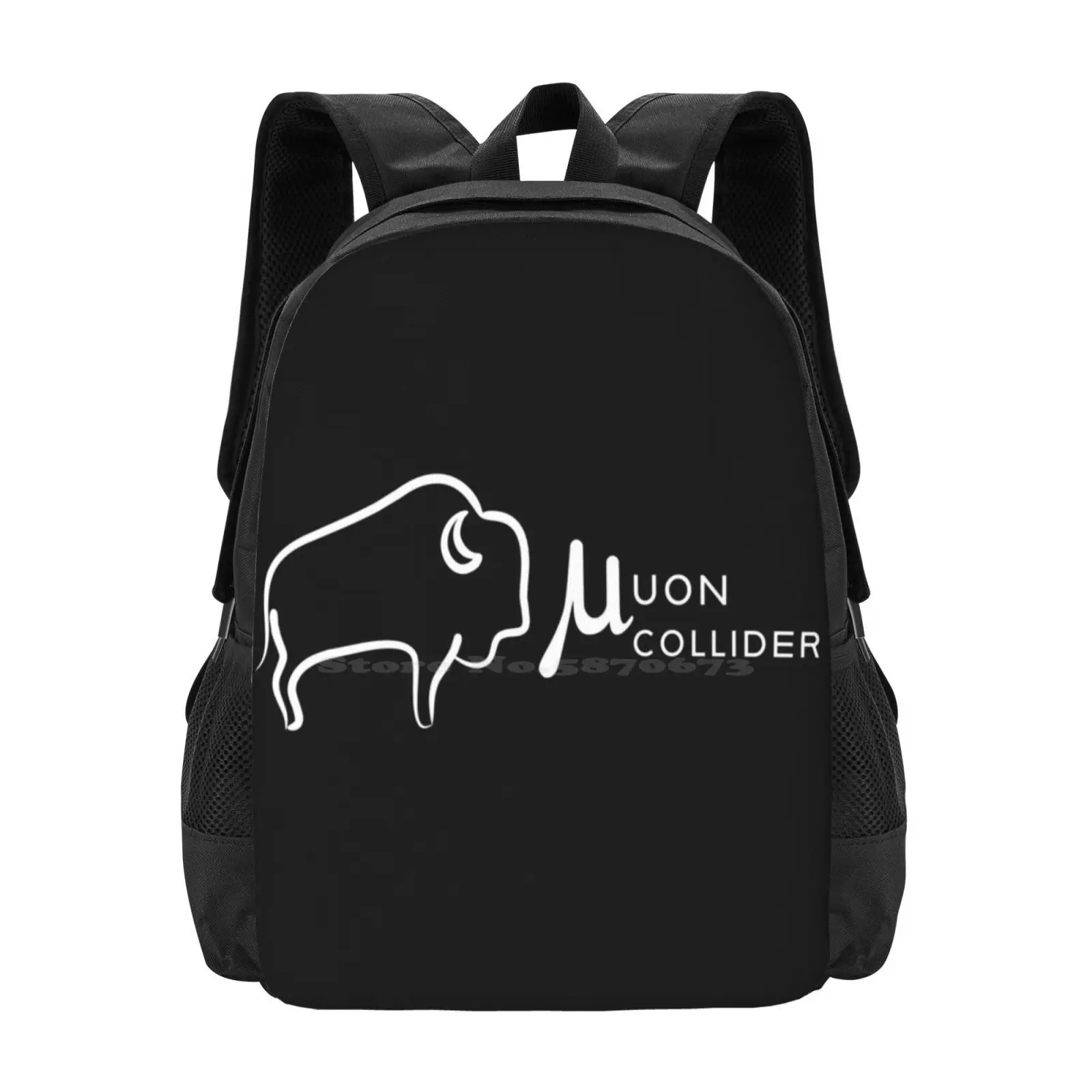 Muon Collider - Lengthwise White Text Hot Sale Schoolbag Backpack Fashion Bags Muon Collider