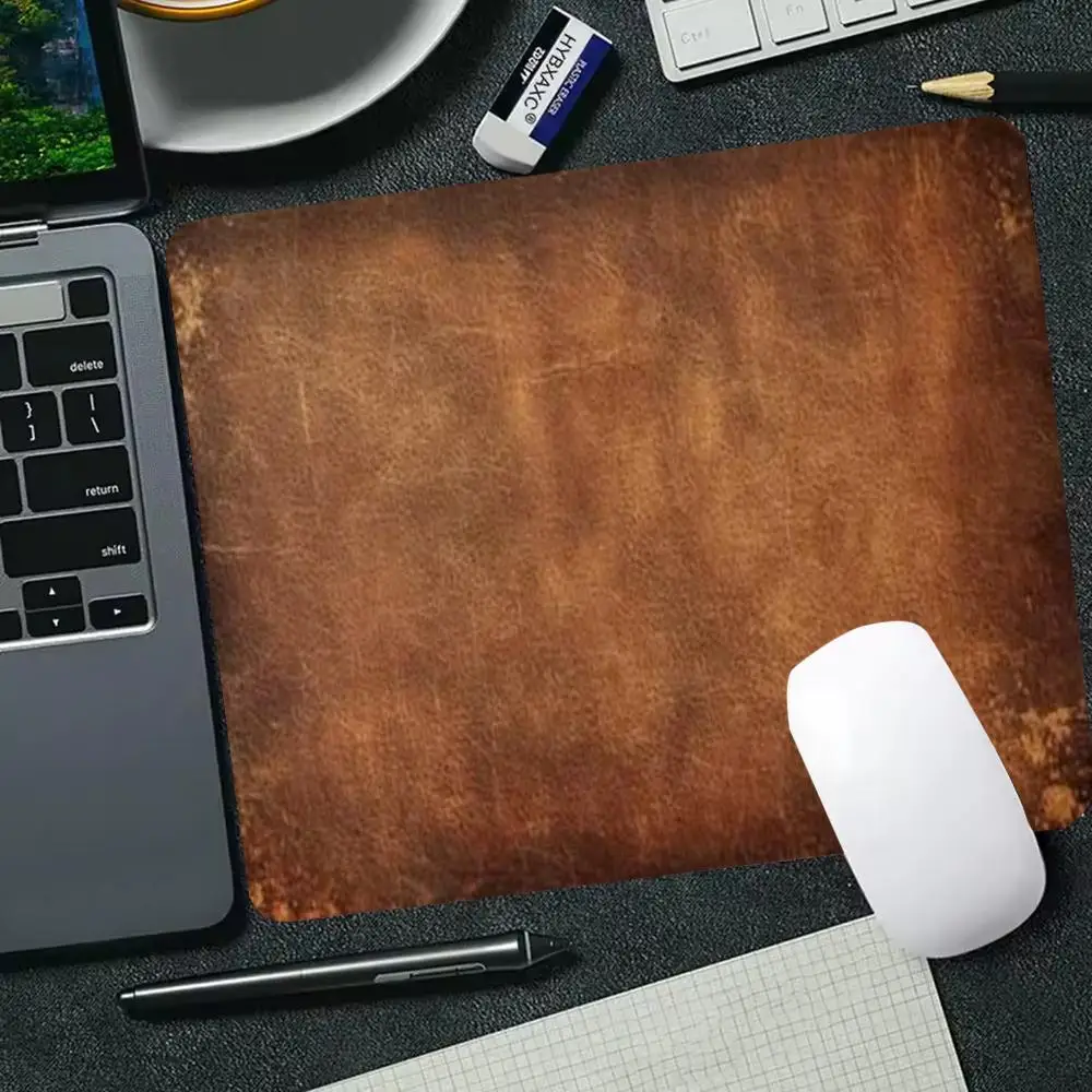 45X50 Mousepad Old Brown Leather Rust Scratch Vintage Texture Non-Slip Rubber Base Mousepad For Laptop PC Office Gaming Decor