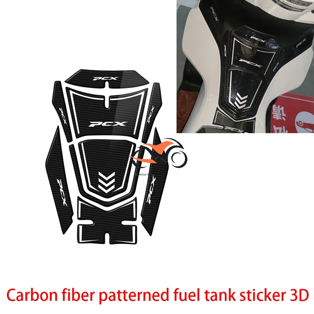 3D Carbon Fiber Motorcycle Stickers Tank Pad Protector Decals Accessories For Honda Pcx 125 150 160 2020 2021 2022