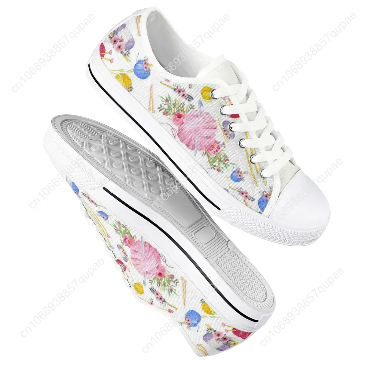 Water Color Shark Floral Casual Woman Shoes Breathable Lace-up Classic Unisex Canvas Shoes Spring/Autumn Sneaker