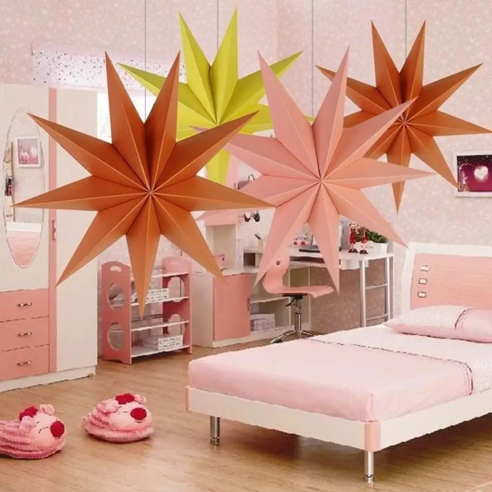 

Nine Pointed Star Foldable for Party,Wedding,Christmas Hanging Ornaments Party Decor Hanging Paper Stars Paper Flower Crafts