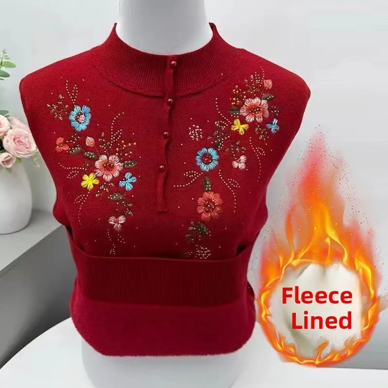 

Зимний женский свитер Thiened Fce, теплый свободный длинный свек, повседневный женский топ среднего возраста и ly