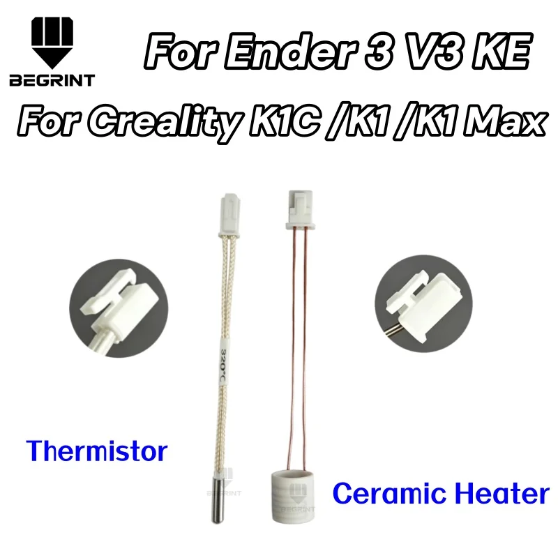 Upgraded 24V 60W Ceramic Heater Cartridge Thermistor Kit for Creality K1 K1C K1 Max Ender 3 V3 KE High Temp Hotend Replacement