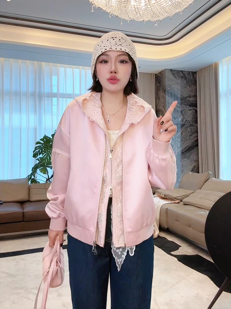 

Handmade Heavy Embroidery Hooded Jaet Versatile Loose Fit Faionable ME【Star Language Lace】Collection M0950