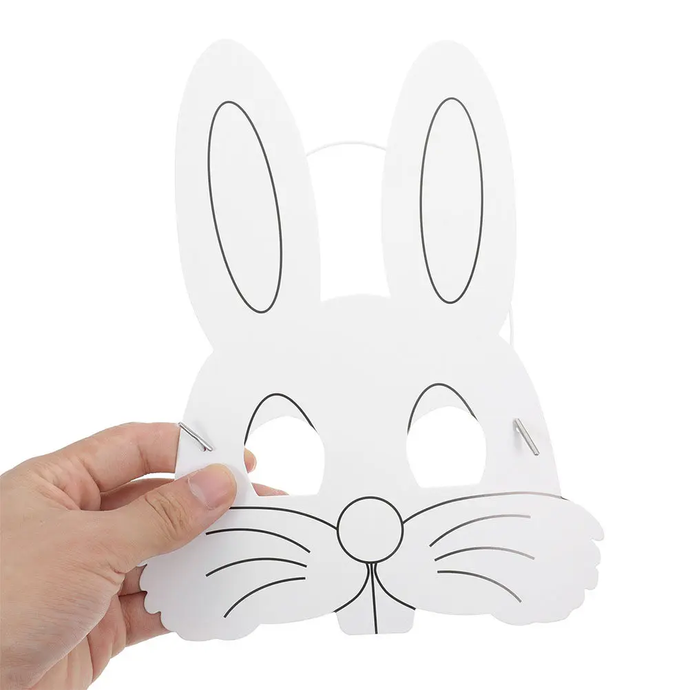 20Pcs Children's Rabbit Paper Masks Blank for Painting DIY Craft Party School Activities Animal Coloring Masks