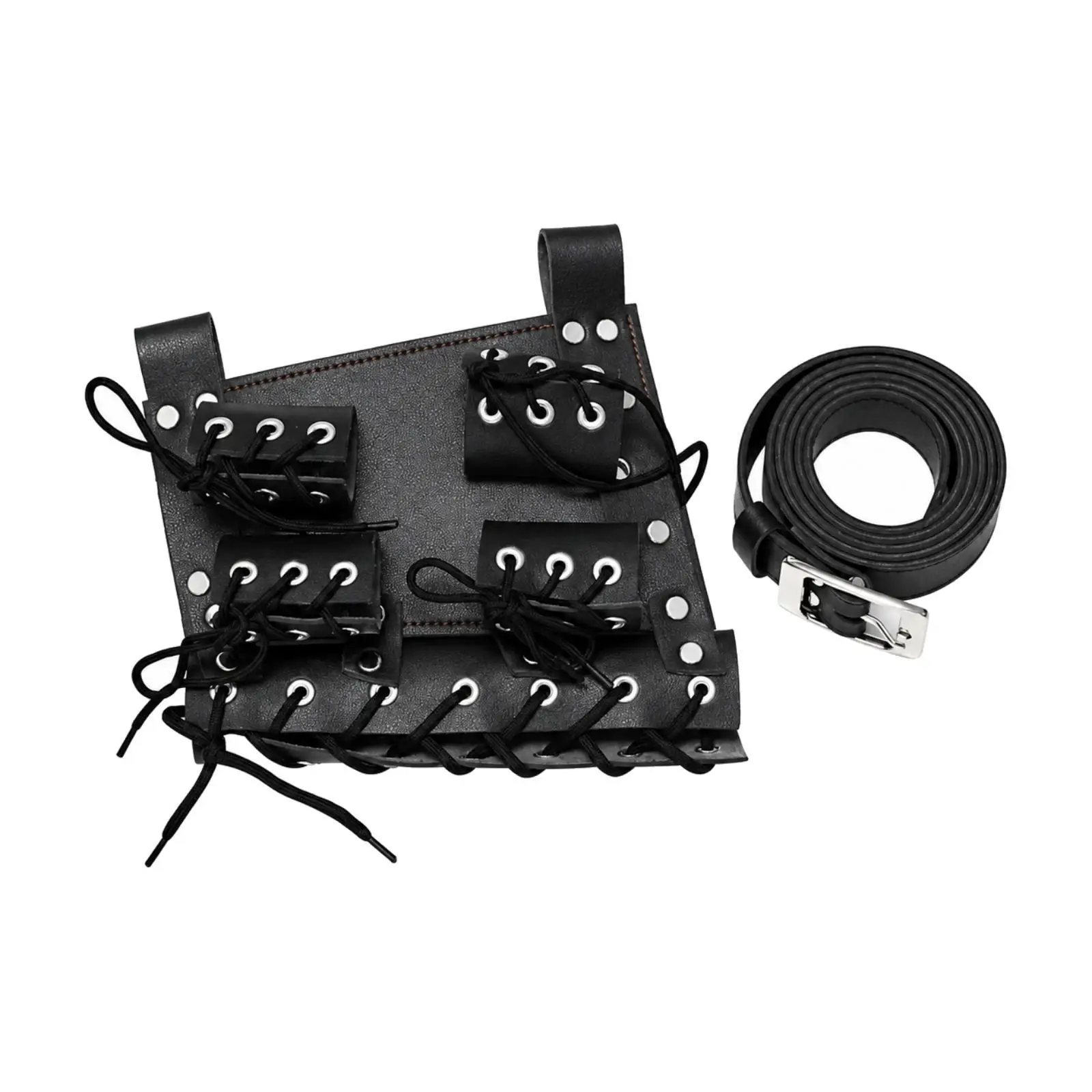 Viking Sword Belt Holder for Medieval Cosplay Renaissance Costume PU Leather Waist Strap with Triple Scabbard Loops and Rivets