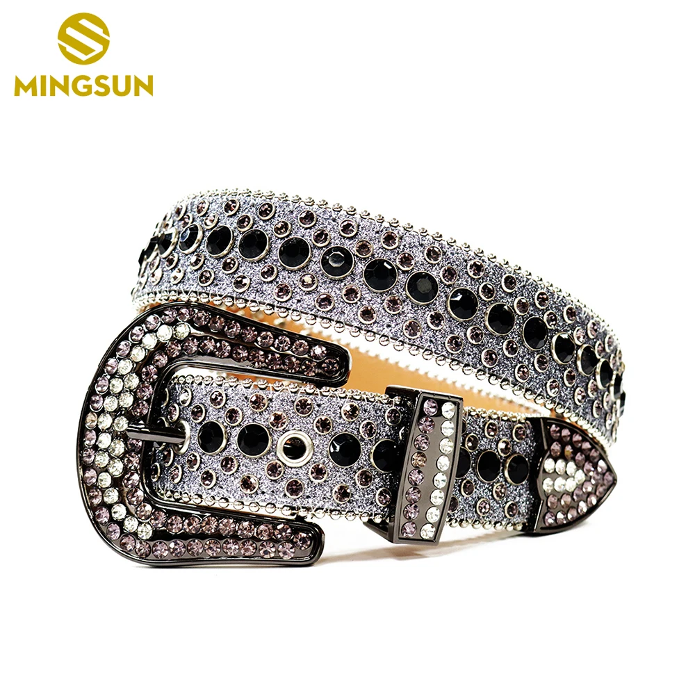 

Shiny Silver Diamond Studded Belts Western Cowboy Cowgirl Rhinestone Belt Goth Jeans Designer Leather Belt Ceinture Homme Luxe