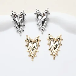 6PCS 14K Gold Plated Round Riveted Love Heart Pendant DIY Making Supplies Jewelry Material Accessories