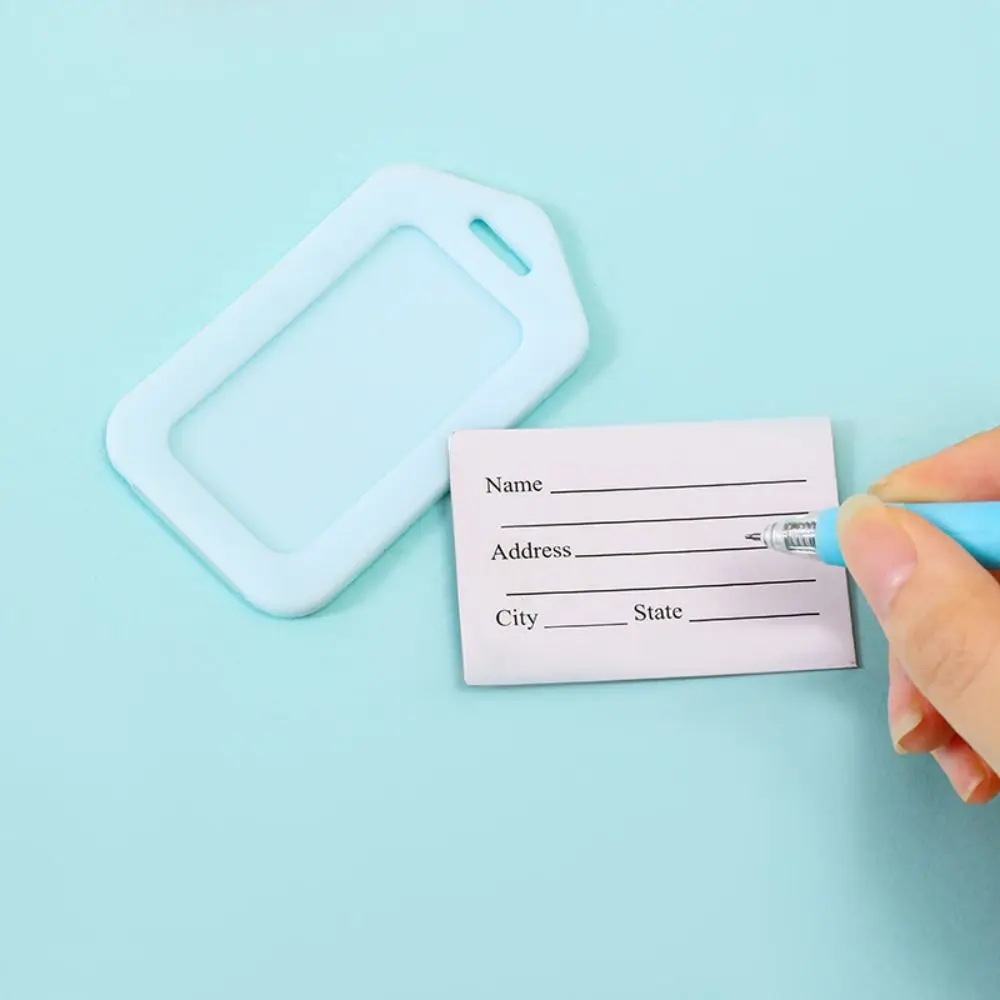 Простая цветная бирка для багажа Macaron, однотонная бирка из ПВХ для чемодана в самолете, информационная карта, форма багажа, посадочный проход для мужчин