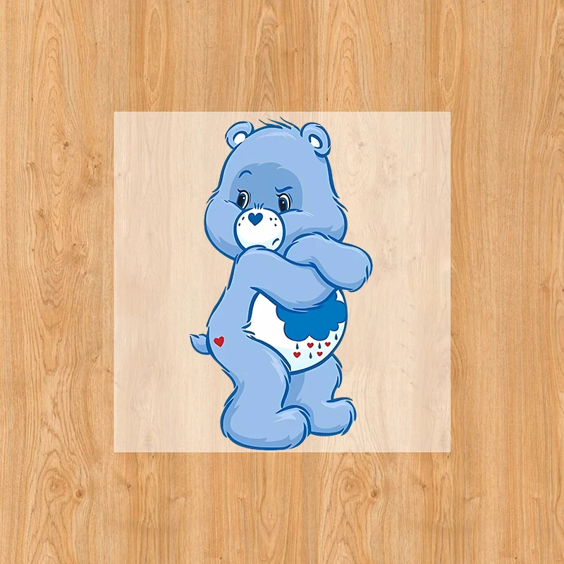 Caring Bears on Patch untuk pakaian kaus Diy stiker Transfer panas pakaian anak-anak Transfer-pusible Applique Patch