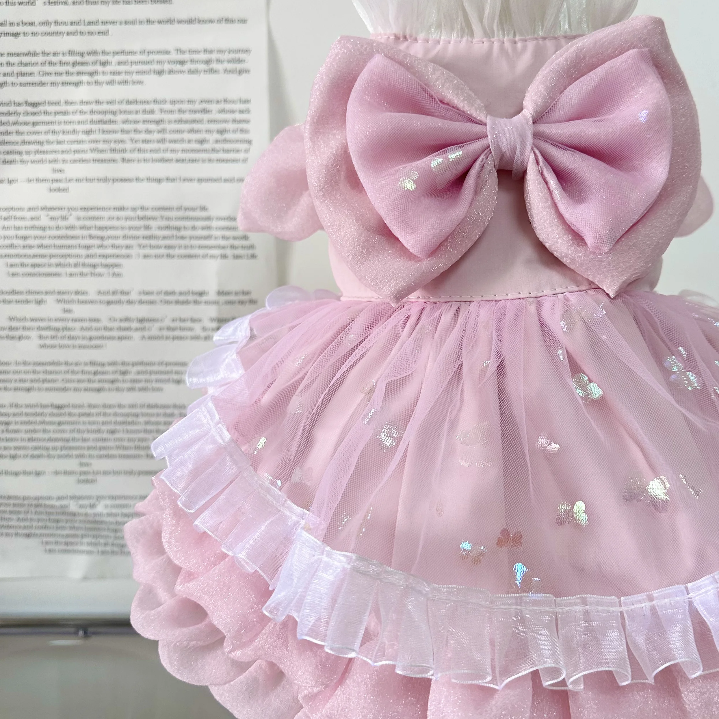 2023 Spring Cute Pink Princess Dress For Small Medium Dogs Chihuahua Yorkshire Pet Dog Clothes Handmade Cotton Lace Bow Skirts