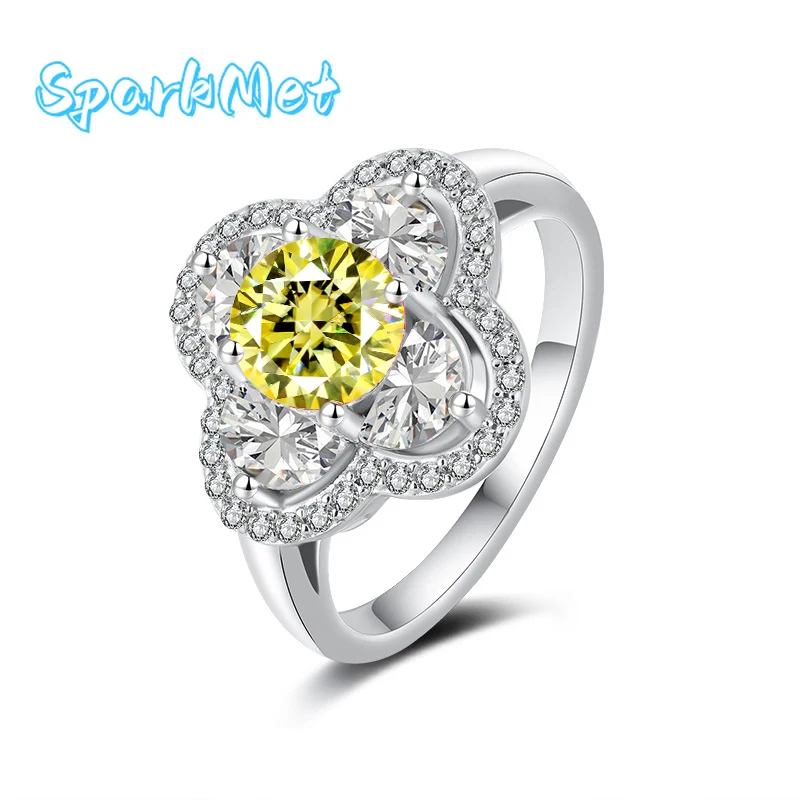 

Кольцо SparkMet 1, муассанит с клевером и сертификатом, пройденный тест на бриллиант, серебро S925, женские романтические ювелирные изделия, подарок