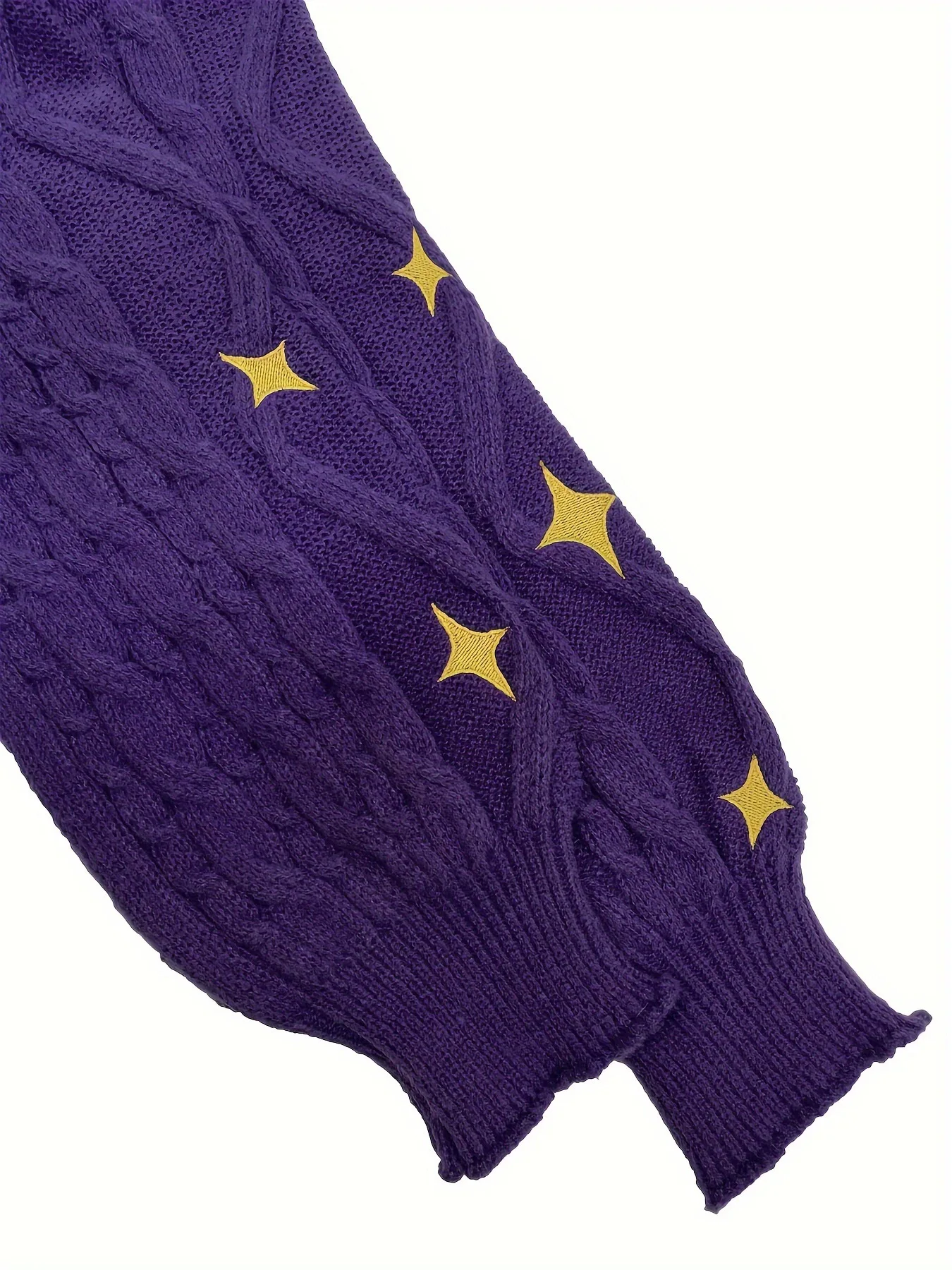 Cross-border supply of new European and American womens star with TS embroidered lantern sleeve knitted sweater cardigan spot.