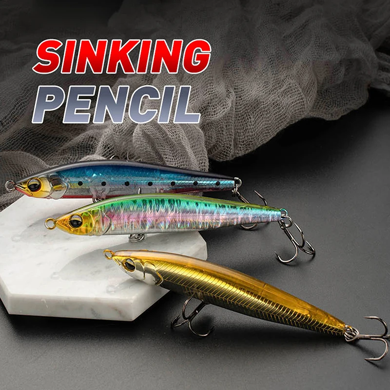 1pcs 9.5/10.5cm Pencil Bait For Long Casting Lure Sinking Fishing Lure Seabass Lurse With Anti-Corrosion Hooks Fishing Wobbler