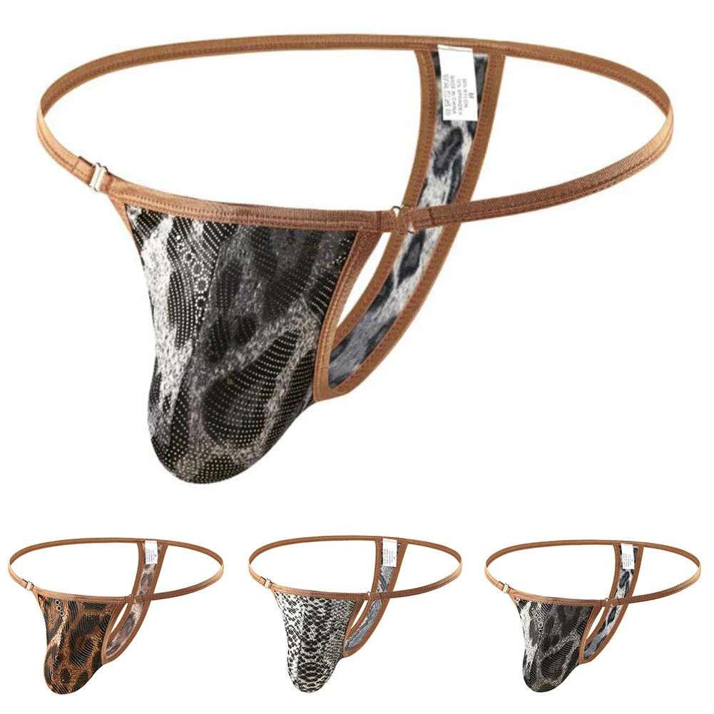 Lingerie masculina impressão tanga briefs g-string tanga briefs masculino sexy bikini bulge bolsa roupa interior tecido de náilon padrão de impressão