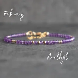 Purple Amethyst Bracelet, Dainty Amethyst Healing Bracelet, Gemstone Bracelets for Women, Birthday Gifts for Her, February