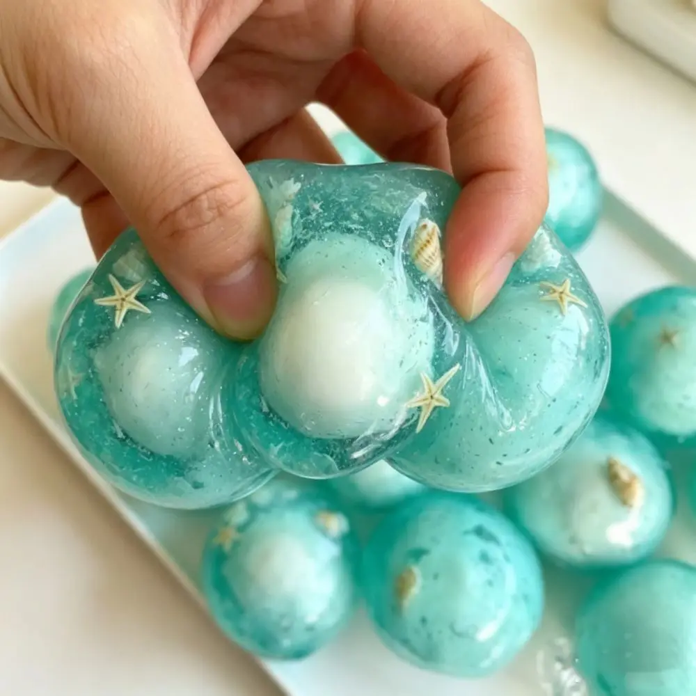 Ocean Crispy Squishy Ball Shapable Satisfying Sound Wax Crunchy Squishy Pinch Non-bounce Sensory Fidget Ball Children Gifts