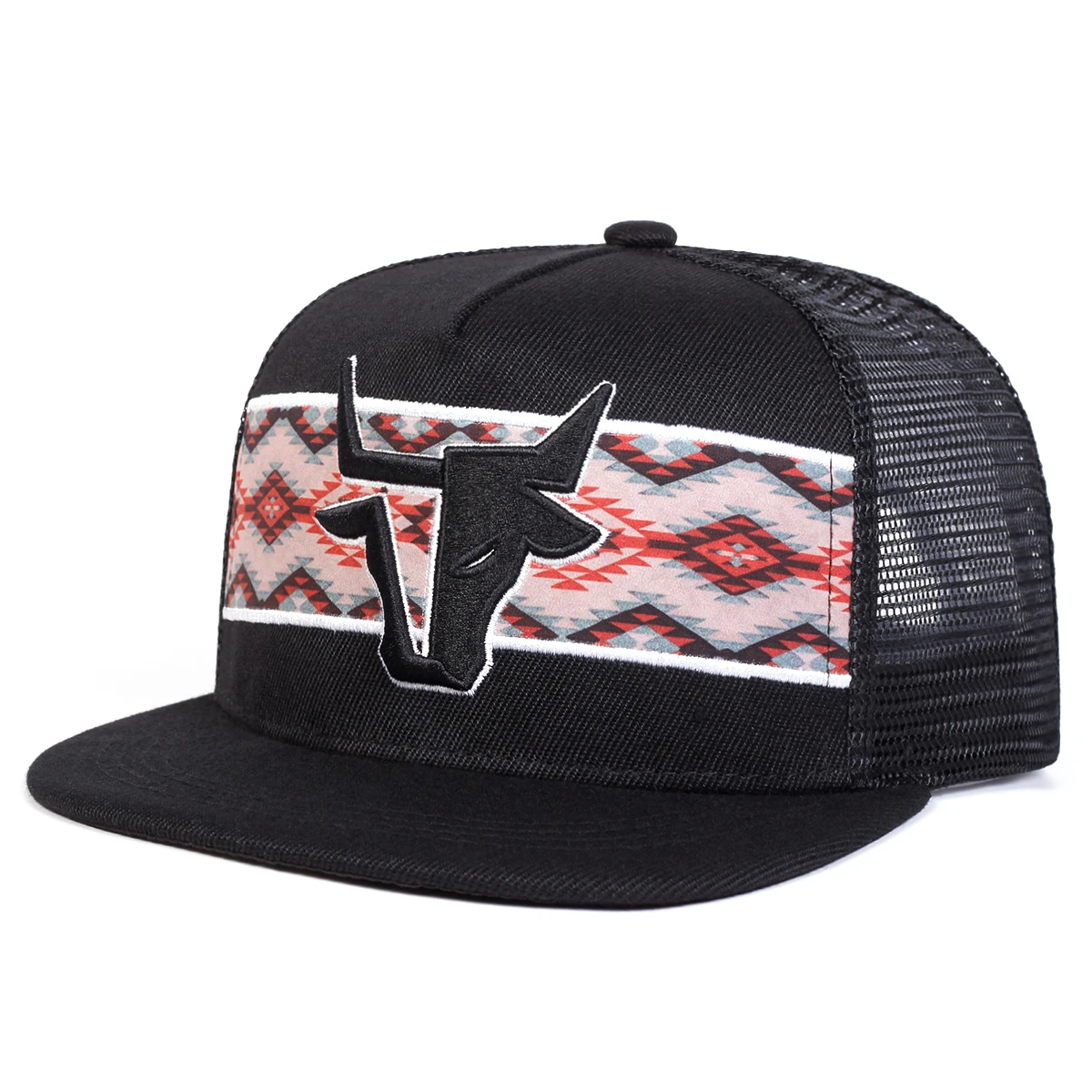 Unisex Personalized Bull Head Embroidery Hip-hop Net Hats Spring Summer Outdoor Adjustable Casual Baseball Caps Sunscreen Hat