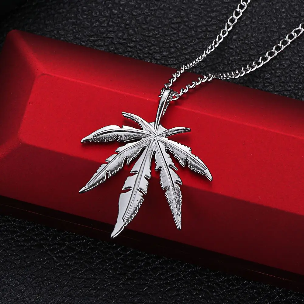 Fashion Men Jewelry Titanium Steel Punk Vintage Rock Maple Leaf  Leaf Pendant Hip Hop Choker