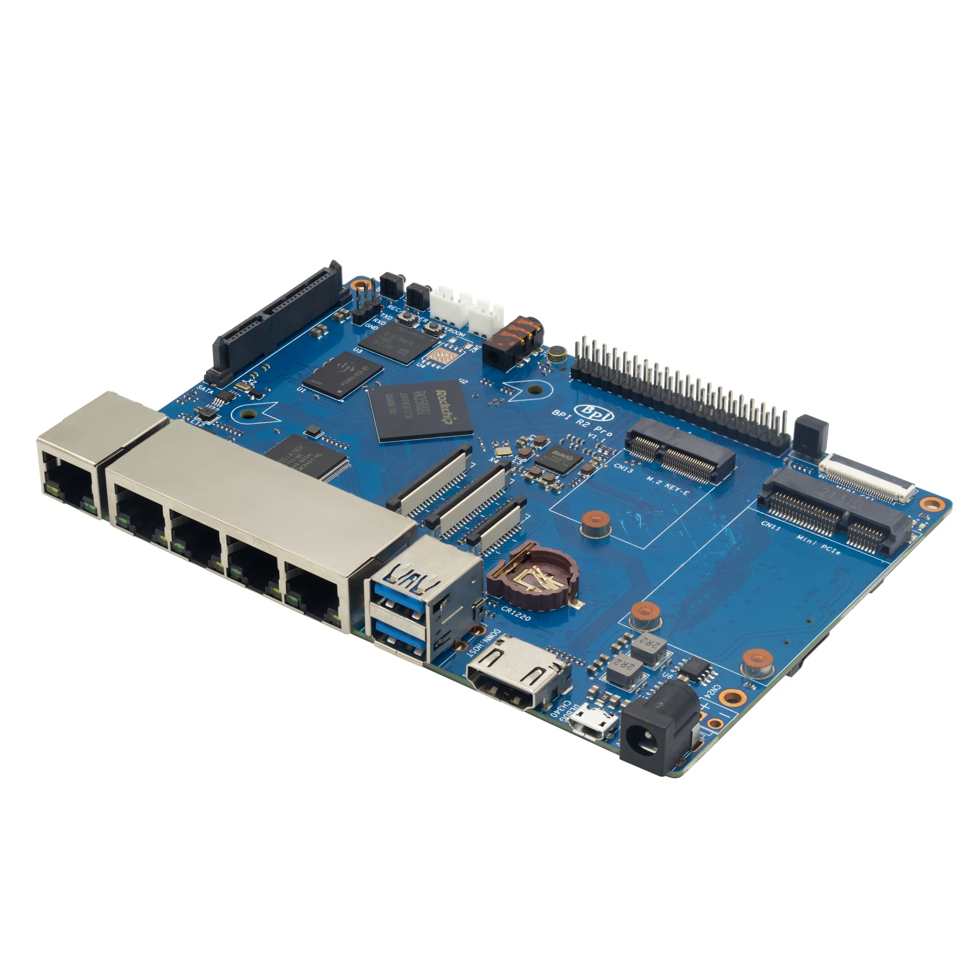 Imagem -06 - Banana pi Bpi-r2 Pro com Caixa de Metal Fonte de Alimentação Rockchip Rk3568 Quad-core 16gb Emmc Flash 2g Ddr3 Opensource Roteador Placa de Demonstração