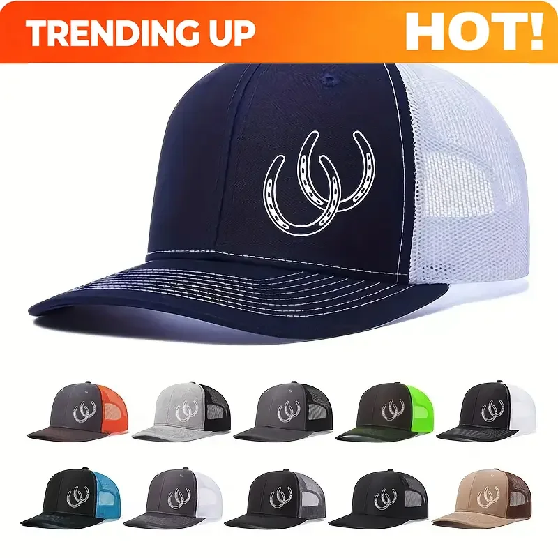 Customization Unisex Western Themed Snapback Trucker Hat - Adjustable Mesh Back, Double Print, Lightweight Breathable