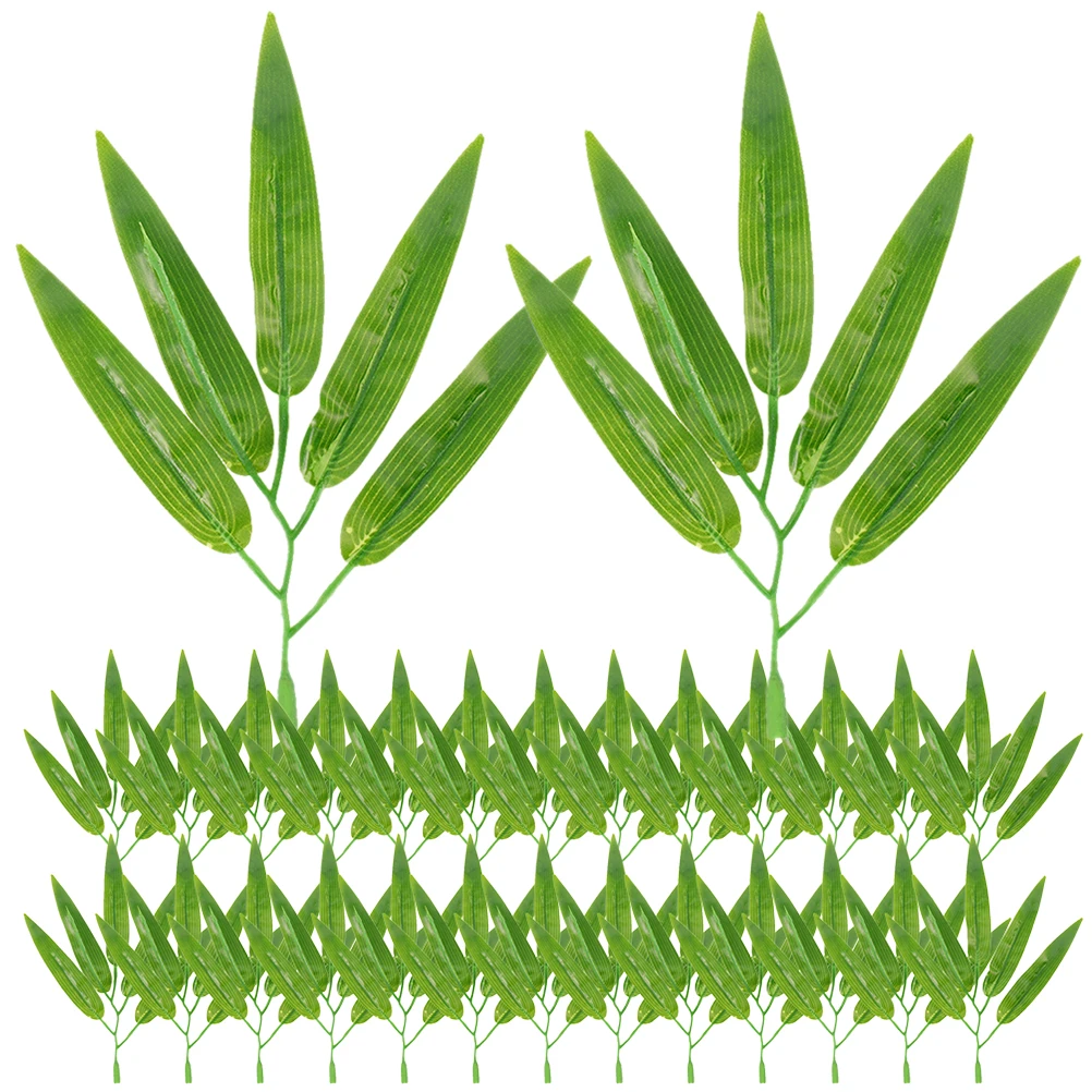 

30 Pcs Artificial Bamboo Leaves Decoration Green Plants Home Garden Party Wedding Cake Garland Wreath Faux Leaf Decors Room