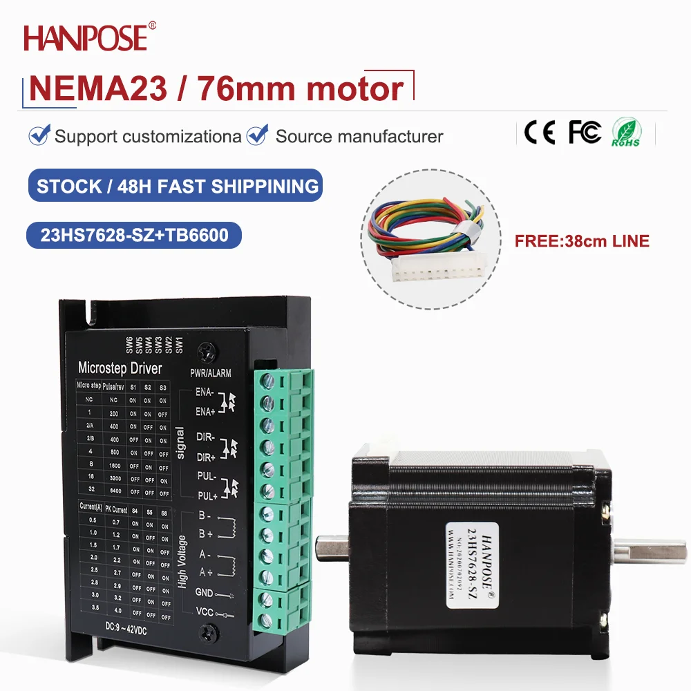 Dual axis stepper motor torque 1.89N. m current 2.8A model 23HS7628-SZ+TB6600 drives high-speed stable operation