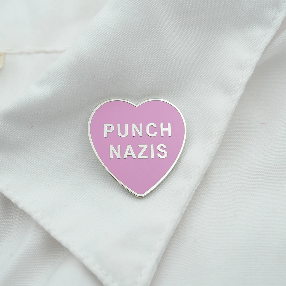 Anti-Racist Enamel Pin Pink Heart Badge Black Lives Matter Brooch Simple Social Justice Jewelry Backpack Decorative Lapel Pin
