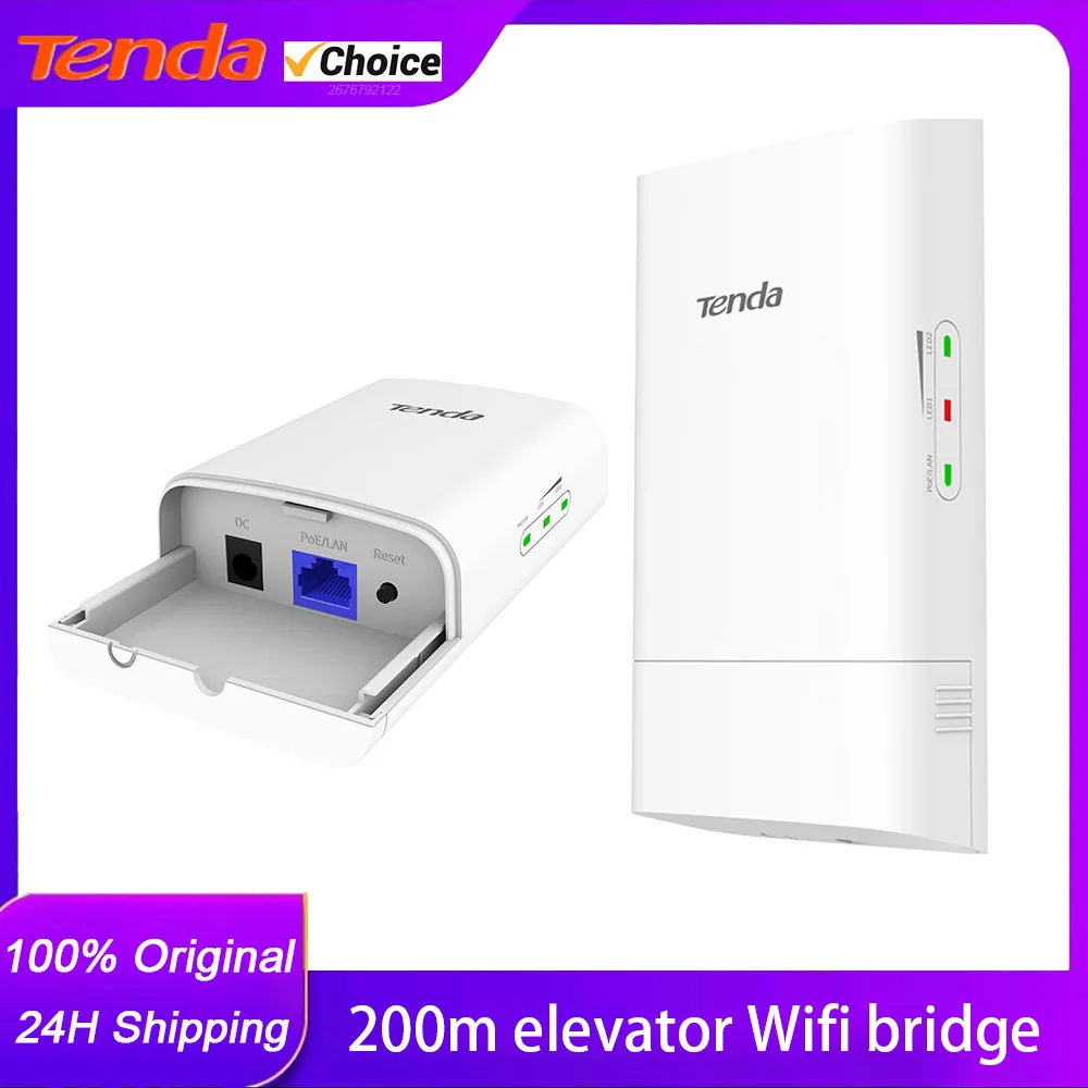 Tenda D2 Outdoor CPE 2.4GHz Wifi6 287Mbps Wireless Range Point 7dBi Antenna 200m Bridge WISP Extend Network to Buildings IP65
