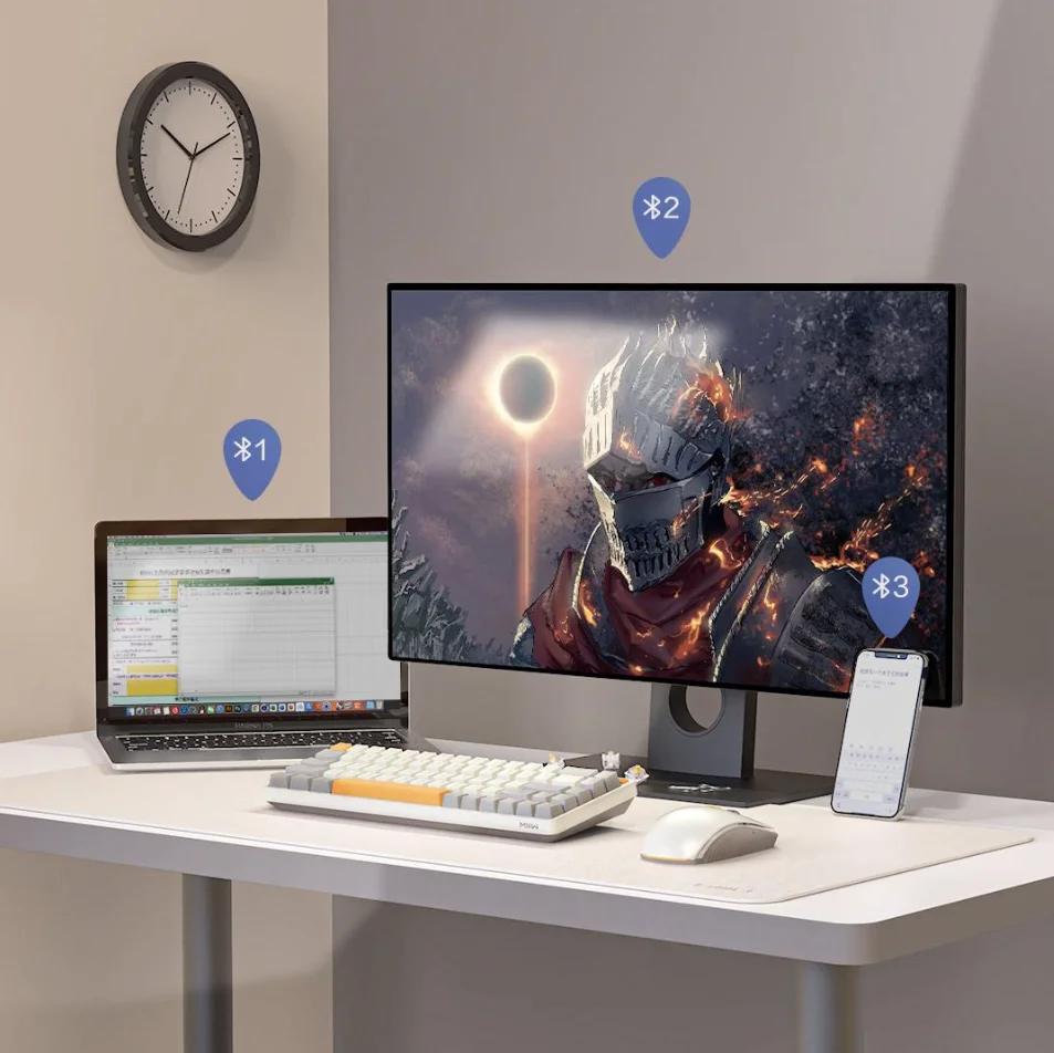 MIIIW ART-Teclado Mechanical Gaming, Bleutooth, USB com fio, Z680, 68-Key, Luz de fundo, Multi-sistema, Jogo, Office, PC, Desktop