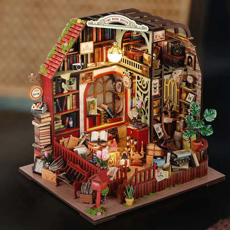 Drewniany domek dla lalek DIY, ręcznie robiony, puzzle 3D, model do składania, zabawki, dekoracja domu/sypialni, na prezenty świąteczne, domek dla lalek