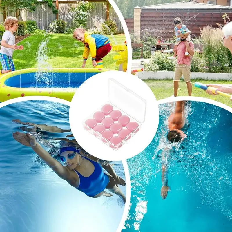 12pcs Soft Silicone Earplugs Waterproof Swimming Ear Plugs Reusable Noise Reduction Sleeping Ear Plugs Hearing Protector