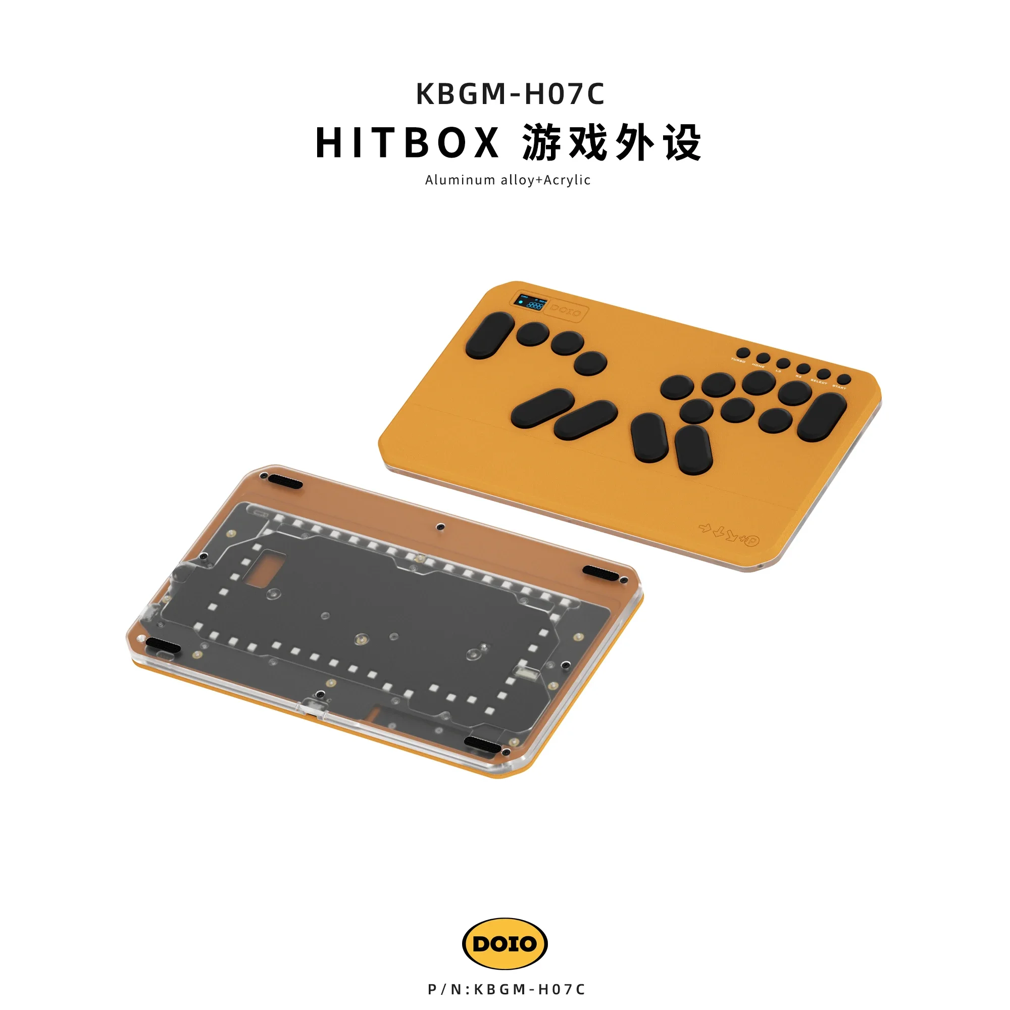DOIO HITBOX KBGM-H07C Mini teclado de aleación de aluminio PBT ergonómico periférico de juego teclado personalizado compatible con PS4 PS5 Switch PC Steam