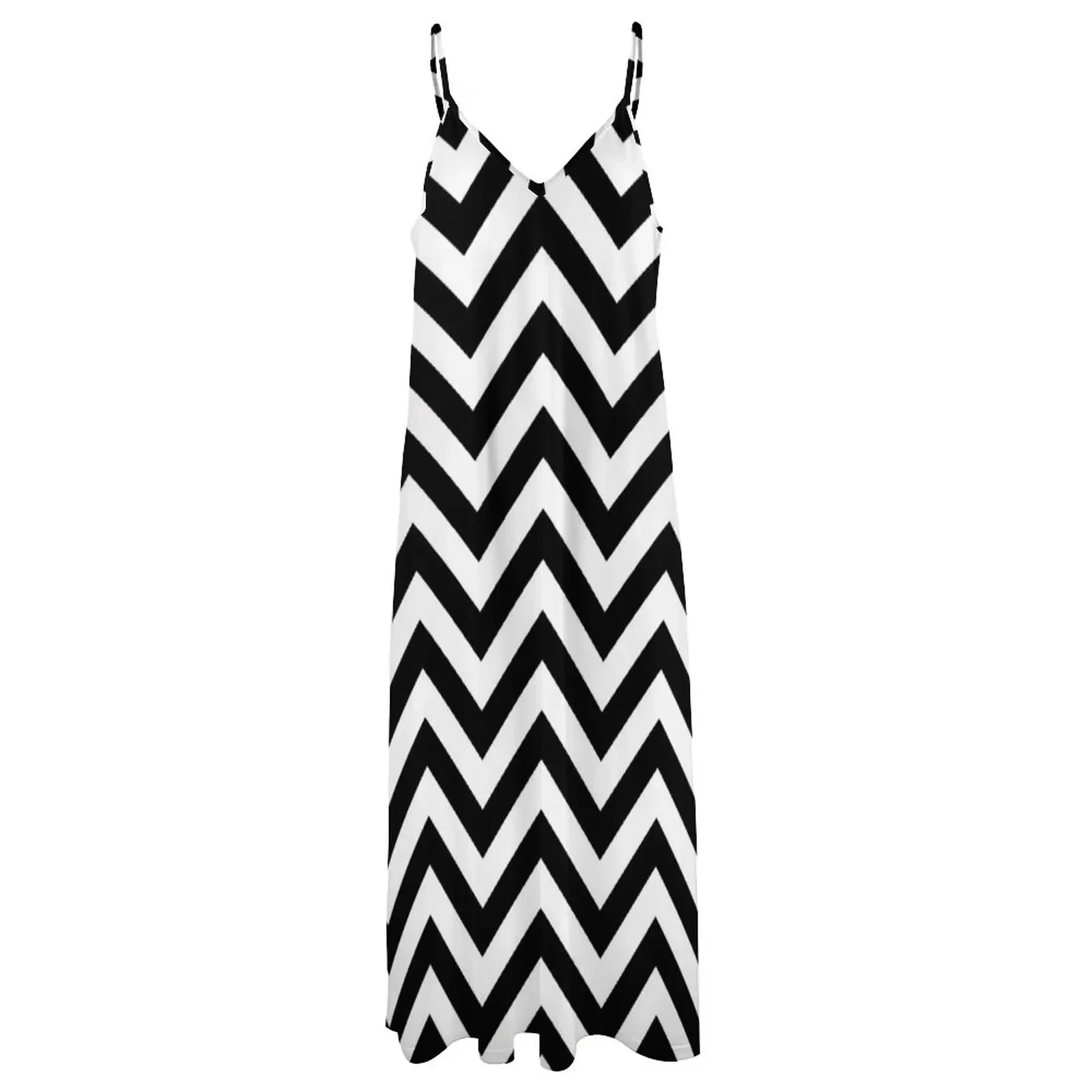 Black and White Zigzag Design Sleeveless Dress elegant guest wedding dress beach dresses dress for women 2024